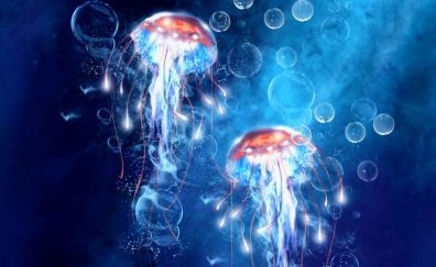 Beautiful jelly fish under water
