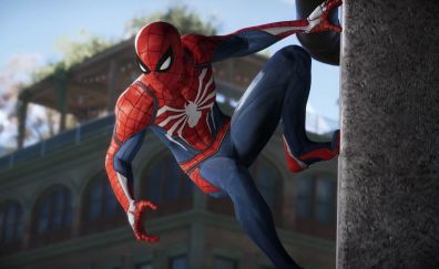 Spiderman PS4, video game, hanging