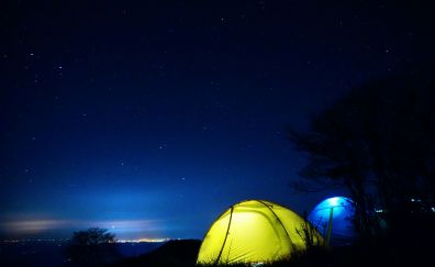 Tent, starry, sky, night