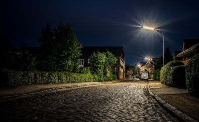 Barmstedt city, road, night