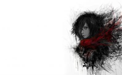 Dark, artwork, Mikasa Ackerman