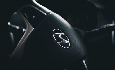 Hyundai steering, wheel, logo