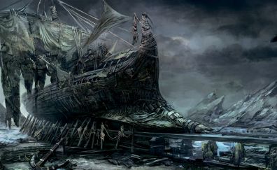 Old boat, The witcher 3: wild hunt video game, art