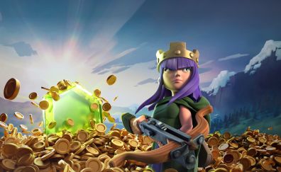 Clash of clans, mobile game, coins, girl warrior