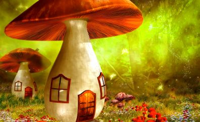 Mushroom house, fantasy, art