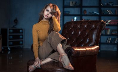 Anastasia Scheglova, sitting on chair, model
