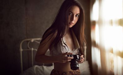 Girl, model with camera