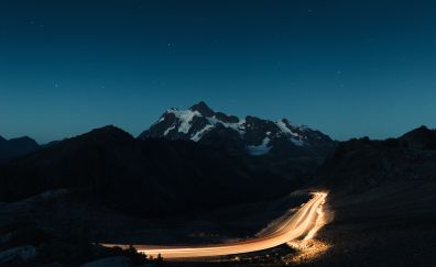 Mountains and roads in night