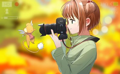 Blonde anime girl, taking photo, Sakura Kinomoto, Cardcaptor Sakura
