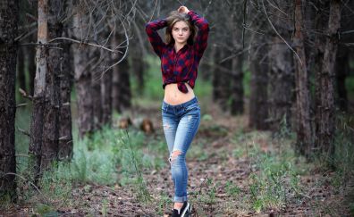 Girl model in jeans