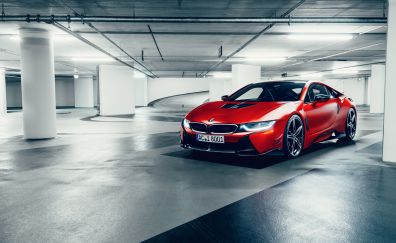 BMW I8 car in parking area