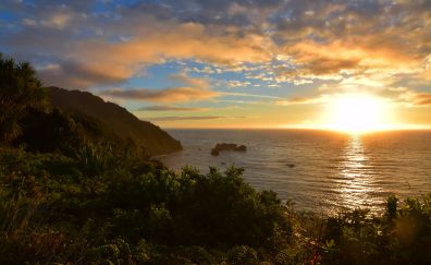 Sunset off the coast of New Zealand