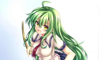 Green hair anime girl, anime, Tamaba Satori, Busou Shoujo Machiavellianism