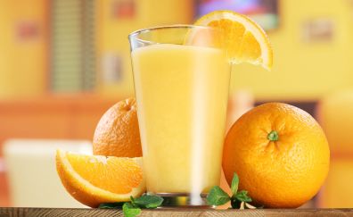 Orange fruit juice, slices