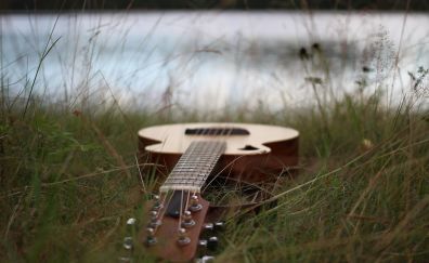 Guitar, music, grass, meadow