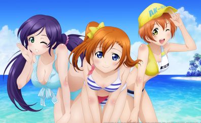 Love live!, anime girls in bikini