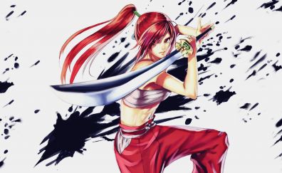 Erza scarlet, Fairy Tail, anime girl, sword