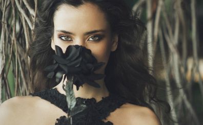 Black roses, girl, model