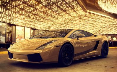 Gold Lamborghini car