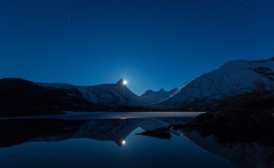 Moon behind mountain nature