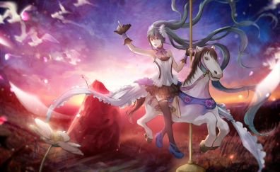 Hatsune Miku on horse, vocaloid