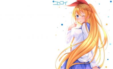 Blonde anime girl, wink, Chitoge Kirisaki, Nisekoipedia