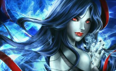 Blue hair fantasy vampire girl