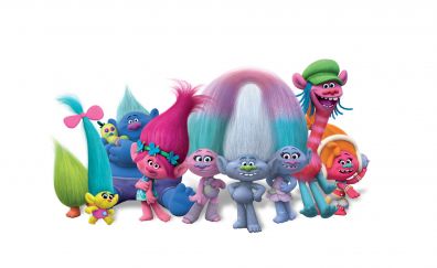 Trolls anime movie 2016 characters poppy, branch, bridget, king, gristle, chef and creek 