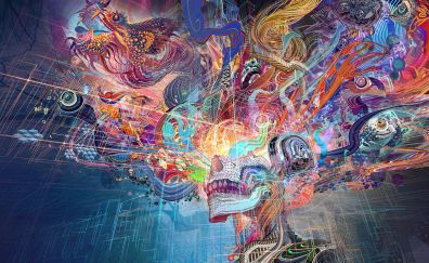 Abstract, thoughts, human brain, colorful